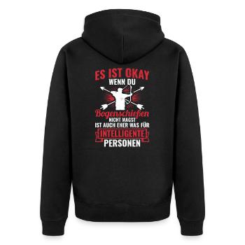 Bogenschießen - Unisex Premium Bio Zip Hoodie - Schwarz - Hinten - Nico (187cm)