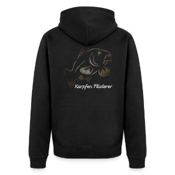 Carp Whisperer - Unisex Premium Organic Zip Hoodie - black - Back - Nico (187cm)