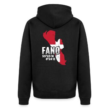 Dänemark Fanö Fanø - Unisex Premium Bio Zip Hoodie - Schwarz - Hinten - Nico (187cm)