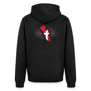 Fanö - Unisex Premium Bio Zip Hoodie - Schwarz - Hinten - Nico (187cm)
