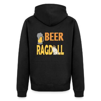 Ragdoll-Katze - Unisex Premium Bio Zip Hoodie - Schwarz - Hinten - Nico (187cm)