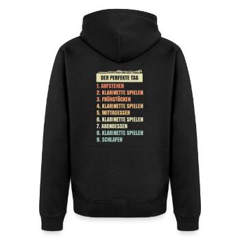 Klarinette Tagesablauf witzige Geschenkidee - Unisex Premium Bio Zip Hoodie - Schwarz - Hinten - Nico (187cm)