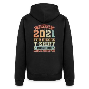 Rentner 2021 - Unisex Premium Bio Zip Hoodie - Schwarz - Hinten - Nico (187cm)
