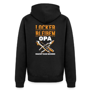 Handwerk Heimwerker Handwerker - Unisex Premium Bio Zip Hoodie - Schwarz - Hinten - Nico (187cm)