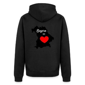 Bayern ist Liebe - Unisex Premium Bio Zip Hoodie - Schwarz - Hinten - Nico (187cm)