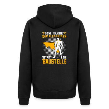 Elektriker Arbeit Baustelle Handwerker Handwerk - Unisex Premium Bio Zip Hoodie - Schwarz - Hinten - Nico (187cm)