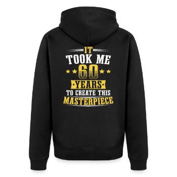 60th Birthday 60Th Birthday Saying - Unisex Premium Organic Zip Hoodie - black - Back - Nico (187cm)