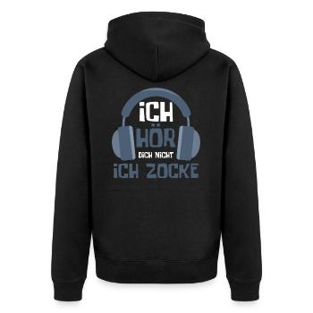Gaming Game Gamer - Unisex Premium Bio Zip Hoodie - Schwarz - Hinten - Nico (187cm)