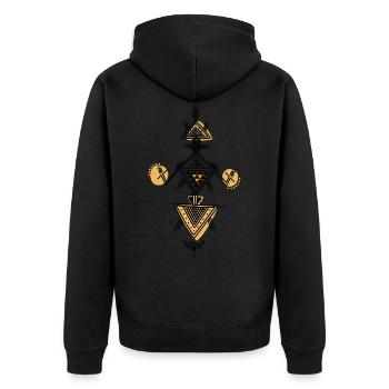 Kabyle Keramikmuster - Unisex Premium Bio Zip Hoodie - Schwarz - Hinten - Nico (187cm)