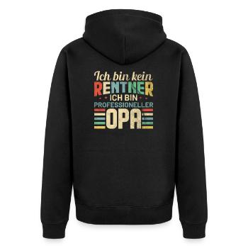 Rente 2021 Rentner Opa Retro Geschenkidee - Unisex Premium Bio Zip Hoodie - Schwarz - Hinten - Nico (187cm)