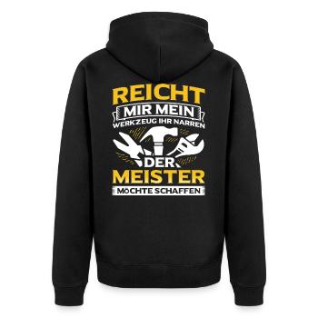 Handwerker Handwerk - Unisex Premium Bio Zip Hoodie - Schwarz - Hinten - Nico (187cm)