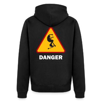 Rollts mit Freestyle DANGER - Unisex Premium Bio Zip Hoodie - Schwarz - Hinten - Nico (187cm)