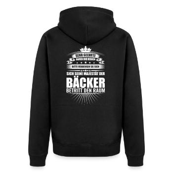Lustiges Bäcker Backen Sprüche Geschenk - Unisex Premium Bio Zip Hoodie - Schwarz - Hinten - Nico (187cm)