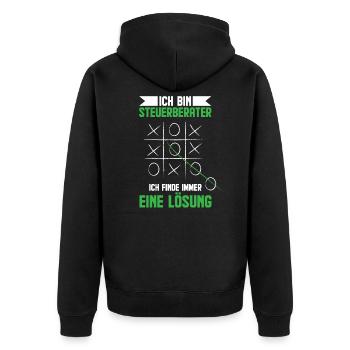 Lustiges Steuerberater Sprüche Geschenk - Unisex Premium Bio Zip Hoodie - Schwarz - Hinten - Nico (187cm)
