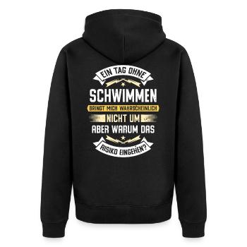 Une journée sans nager ne me tuera pas... - Veste à capuche bio Premium Unisexe - noir - Dos - Nico (187cm)