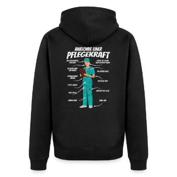 Anatomie einer Pflegekraft Altenpflegerin - Unisex Premium Bio Zip Hoodie - Schwarz - Hinten - Nico (187cm)