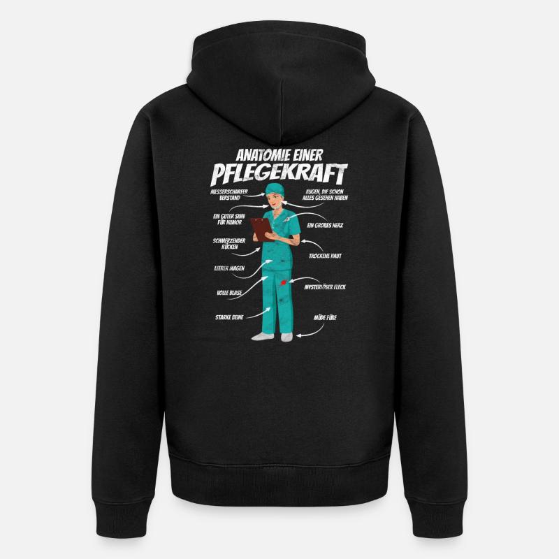 Anatomie einer Pflegekraft Altenpflegerin - Unisex Premium Bio Zip Hoodie - Schwarz