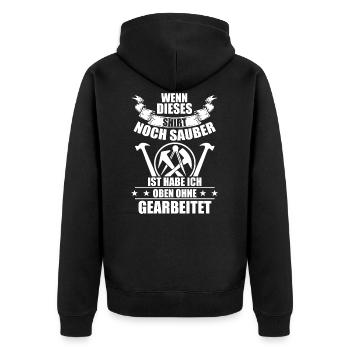 Dachdecker Sprüche Geschenk - Unisex Premium Bio Zip Hoodie - Schwarz - Hinten - Nico (187cm)