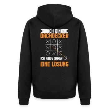 Dachdecker Baustellen Spruch - Unisex Premium Bio Zip Hoodie - Schwarz - Hinten - Nico (187cm)