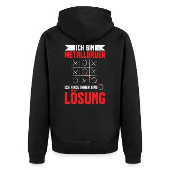 Metallbauer Metaller Metallbau Handwerker Geschenk - Unisex Premium Bio Zip Hoodie - Schwarz - Hinten - Nico (187cm)