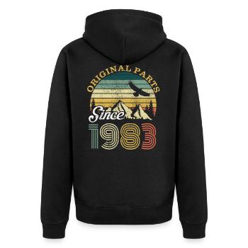Vintage 1983 83 Birthday Retro Vintage Gift - Unisex Premium Organic Zip Hoodie - black - Back - Nico (187cm)
