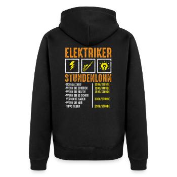 Beruf | Elektriker - Unisex Premium Bio Zip Hoodie - Schwarz - Hinten - Nico (187cm)