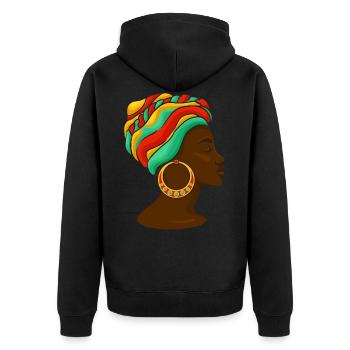 Schönes Afrika Kunst Afroamerikanische Frau - Unisex Premium Bio Zip Hoodie - Schwarz - Hinten - Nico (187cm)