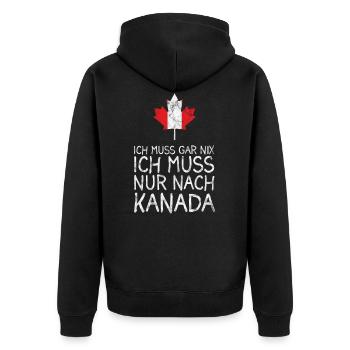 Lustiges Kanada Sprüche Geschenk - Unisex Premium Bio Zip Hoodie - Schwarz - Hinten - Nico (187cm)