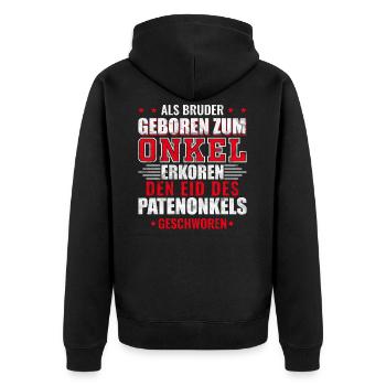 Onkel Pate Patenonkel Bruder Familie - Unisex Premium Bio Zip Hoodie - Schwarz - Hinten - Nico (187cm)