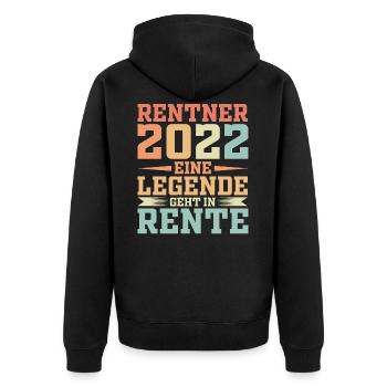 Rentner 2022 eine Legende geht in Rente - Unisex Premium Bio Zip Hoodie - Schwarz - Hinten - Nico (187cm)
