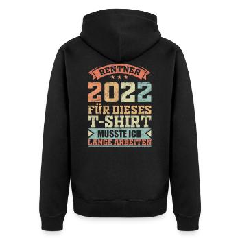 Rentner 2022 Rente Retro Vintage Geschenkidee - Unisex Premium Bio Zip Hoodie - Schwarz - Hinten - Nico (187cm)