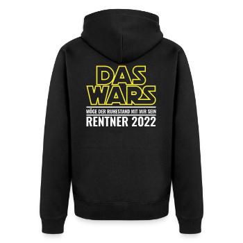 Rentner 2022 Ruhestand Rente - Unisex Premium Bio Zip Hoodie - Schwarz - Hinten - Nico (187cm)