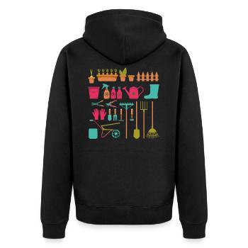Gardener Plants & Flowers Garden Work - Unisex Premium Organic Zip Hoodie - black - Back - Nico (187cm)
