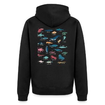 Biologie marine d’alphabet d’animaux marins - Veste à capuche bio Premium Unisexe - noir - Dos - Nico (187cm)