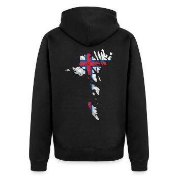 Îles Féroé Drapeau Silhouette Scandinavie Voyage - Veste à capuche bio Premium Unisexe - noir - Dos - Nico (187cm)