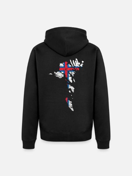 Färöer Inseln Flagge Silhouette Skandinavien Reise - Premium økologisk unisex-hættejakke - sort