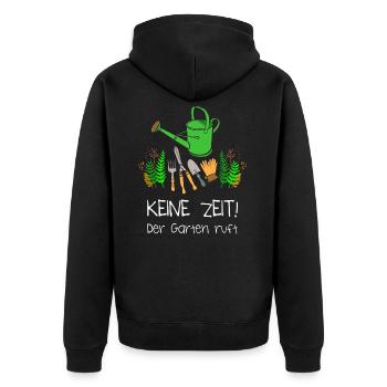 Gärtner keine Zeit, der Garten ruft! - Unisex Premium Bio Zip Hoodie - Schwarz - Hinten - Nico (187cm)