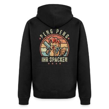 Peng peng ihr Spacken - Unisex Premium Bio Zip Hoodie - Schwarz - Hinten - Nico (187cm)