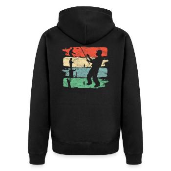 Pêcher Pêche Rétro Idée de cadeau - Veste à capuche bio Premium Unisexe - noir - Dos - Nico (187cm)