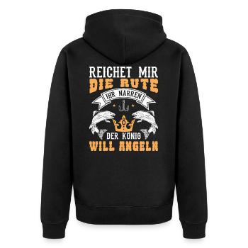 Angler Angeln Fischen Fischer Geschenkidee - Unisex Premium Bio Zip Hoodie - Schwarz - Hinten - Nico (187cm)