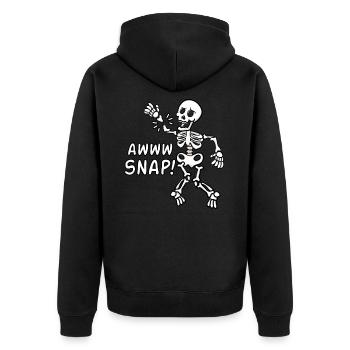 Awww Snap Skelett Gebrochene Knochen - Unisex Premium Bio Zip Hoodie - Schwarz - Hinten - Nico (187cm)