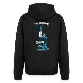 The Original Cellfie - Unisex Premium Bio Zip Hoodie - Schwarz - Hinten - Nico (187cm)