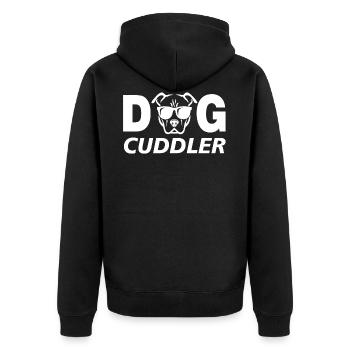 Dog Cuddler - Unisex Premium Bio Zip Hoodie - Schwarz - Hinten - Nico (187cm)