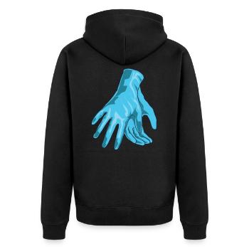 Handschuhe OP Arzt - Unisex Premium Bio Zip Hoodie - Schwarz - Hinten - Nico (187cm)