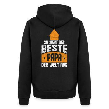 So sieht der beste Papa der Welt aus - Unisex Premium Bio Zip Hoodie - Schwarz - Hinten - Nico (187cm)