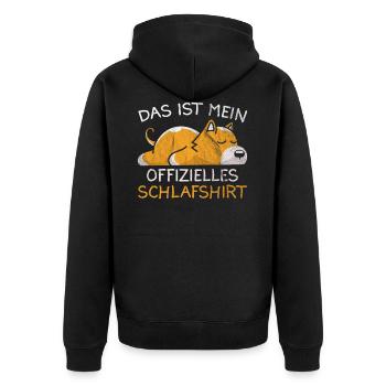 Das ist mein offizielles Schlafshirt - Unisex Premium Bio Zip Hoodie - Schwarz - Hinten - Nico (187cm)