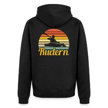 Rudern Ruderer Ruder Retro Geschenkidee - Unisex Premium Bio Zip Hoodie - Schwarz - Hinten - Nico (187cm)