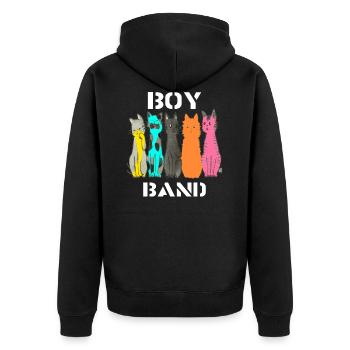 Katzen Cartoon Comic Design - Unisex Premium Bio Zip Hoodie - Schwarz - Hinten - Nico (187cm)