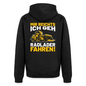 Radlader Baustelle Bagger Geschenkidee - Unisex Premium Bio Zip Hoodie - Schwarz - Hinten - Nico (187cm)
