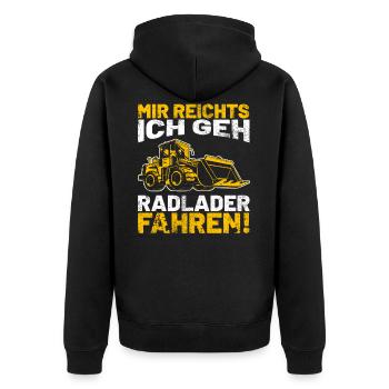 Mir reichts ich geh Radlader fahren - Unisex Premium Bio Zip Hoodie - Schwarz - Hinten - Nico (187cm)